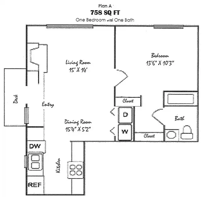 Brook 1x1A 140 floor plan